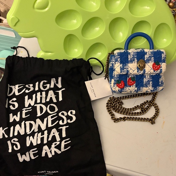 Kurt Geiger Handbags - Kurt Geiger Blue and White Patterned Mini Bag